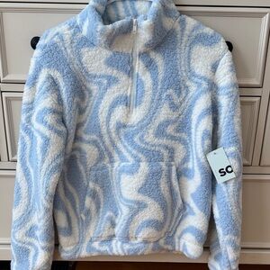 SO Blue and White Swirl Fleece Pullover